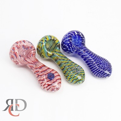 GLASS PIPE HEAVY RIBBON FLAT MOUTH GP2695 1CT